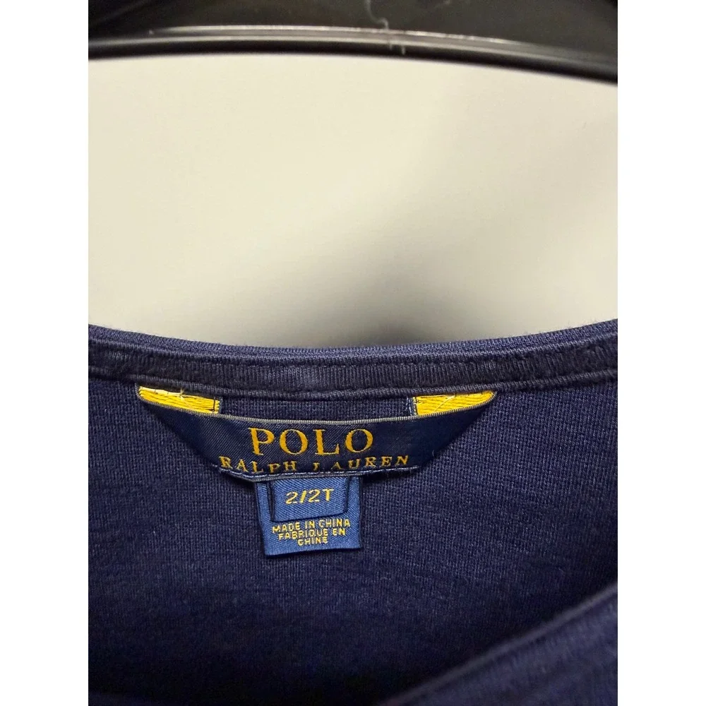 Polo Ralph Lauren Dress Toddler Girls 2T Navy Blue New Striped Sash Pocket Pony
